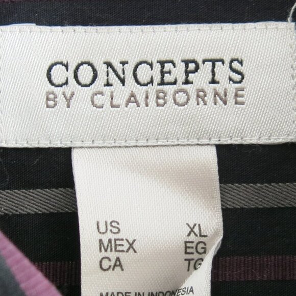 Concepts by Claiborne Multi Color Stripe Button Down Long Sleeve Shirt - Size XL - Picture 5 of 6